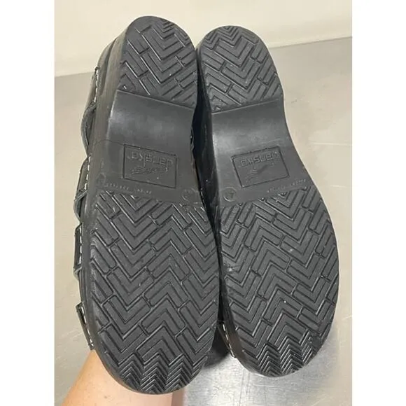 Dansko Women Black Patent Leather Comfortable Sandal Shoe Size 9.5