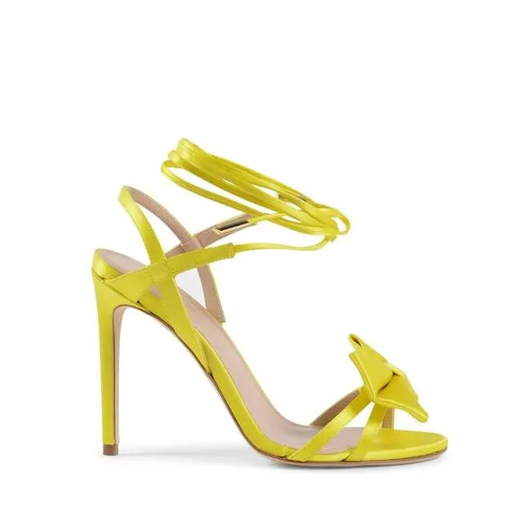 Dee Ocleppo Nancy Satin Sandal - Yellow Women Yellow Lime