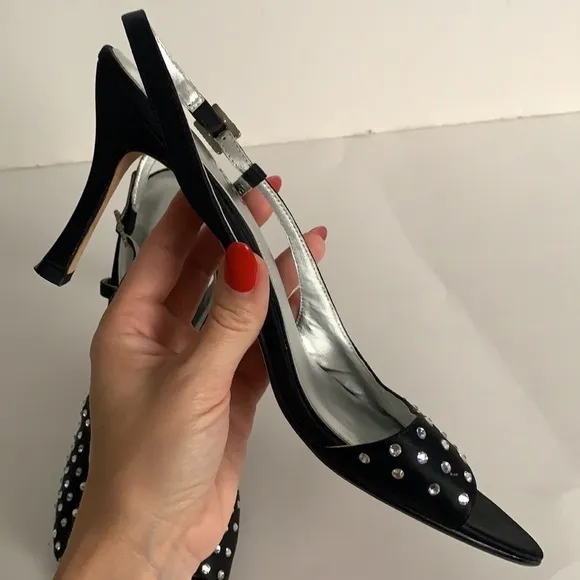 Dezario Slingback Satin Embellished Sandals