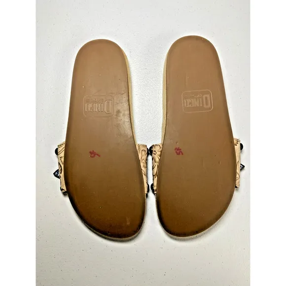 Dingo Boot Take It Easy Slide Sandals Tan Leather Sz 7.5M Boho Western NEW
