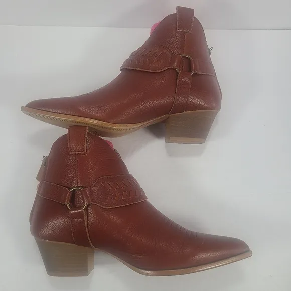 Dingo Keepsake Cognac Western Cowboy Ankle Boots Women Size 9.5M