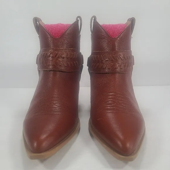Dingo Keepsake Cognac Western Cowboy Ankle Boots Women Size 9.5M