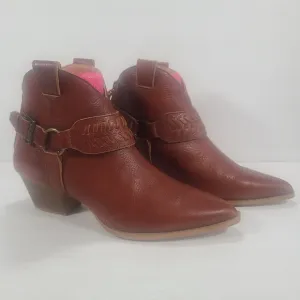 Dingo Keepsake Cognac Western Cowboy Ankle Boots Women Size 9.5M