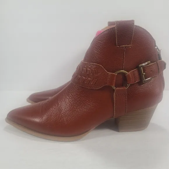 Dingo Keepsake Cognac Western Cowboy Ankle Boots Women Size 9.5M
