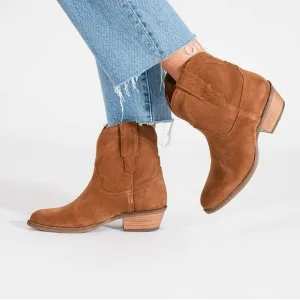 Dingo Tumbleweed Western Whiskey Brown Suede Booties Ankle Boots 10