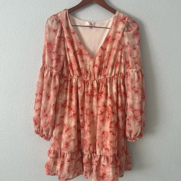 Dizzy Lizzy VNeck Surplice long balloon sleeve babydoll dress New Sz M Boho VSCO