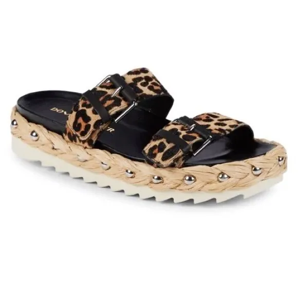 🆕{DJP} Larabee Printed Calf-Hair Slide Sandals