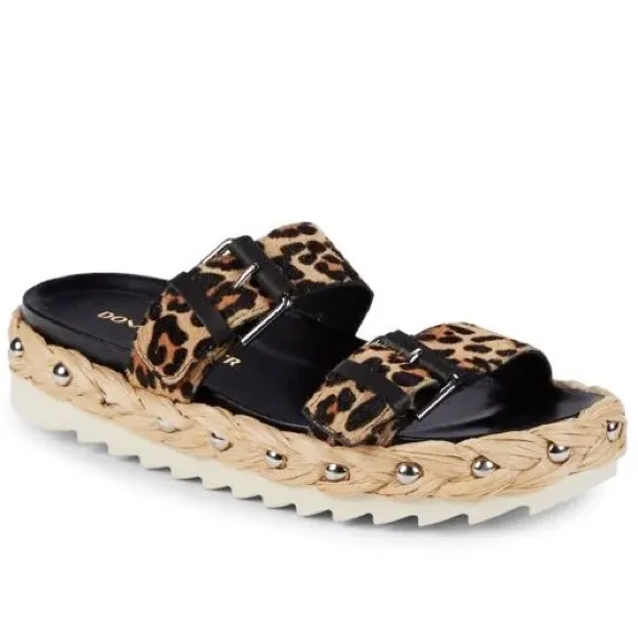 🆕{DJP} Larabee Printed Calf-Hair Slide Sandals