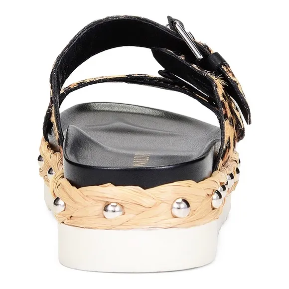 🆕{DJP} Larabee Printed Calf-Hair Slide Sandals