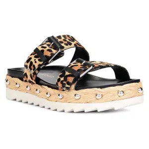 🆕{DJP} Larabee Printed Calf-Hair Slide Sandals