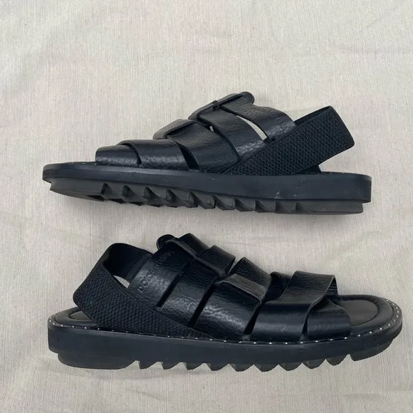 Dolce &amp; Gabbana Black Leather Sandals men’s 7 1/2