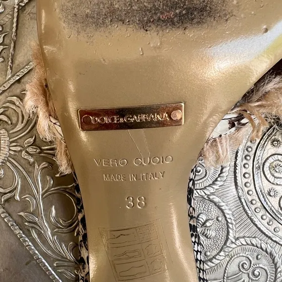 Dolce &amp; Gabbana open toe snakeskin sandals. Size 38