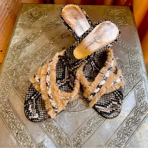 Dolce &amp; Gabbana open toe snakeskin sandals. Size 38