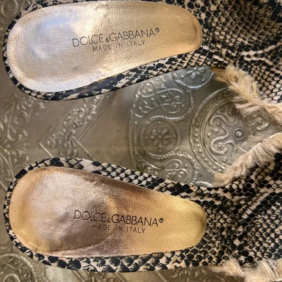 Dolce &amp; Gabbana open toe snakeskin sandals. Size 38
