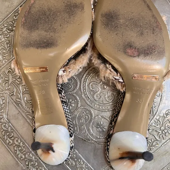 Dolce &amp; Gabbana open toe snakeskin sandals. Size 38
