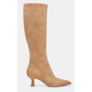 Dolce Vita Auggie Wide Calf Tall Suede Boots Womens 7.5 Camel Full Zip Classic
