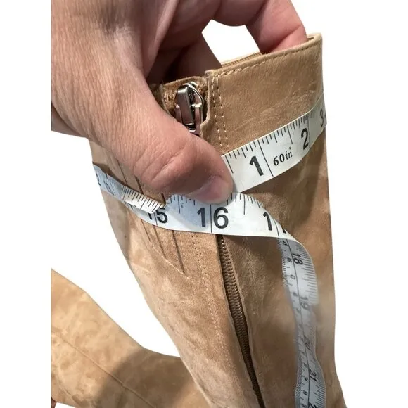 Dolce Vita Auggie Wide Calf Tall Suede Boots Womens 7.5 Camel Full Zip Classic