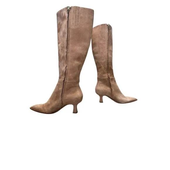 Dolce Vita Auggie Wide Calf Tall Suede Boots Womens 7.5 Camel Full Zip Classic