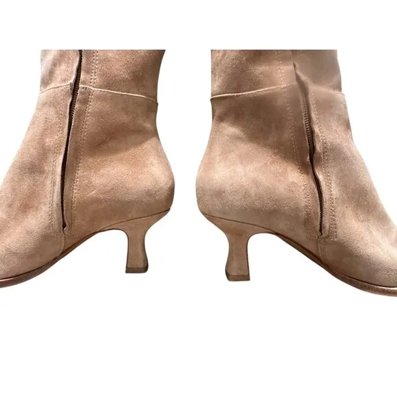 Dolce Vita Auggie Wide Calf Tall Suede Boots Womens 7.5 Camel Full Zip Classic