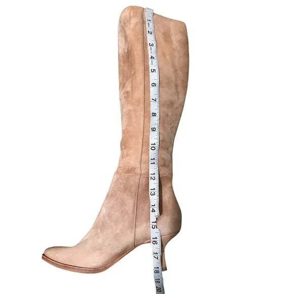 Dolce Vita Auggie Wide Calf Tall Suede Boots Womens 7.5 Camel Full Zip Classic