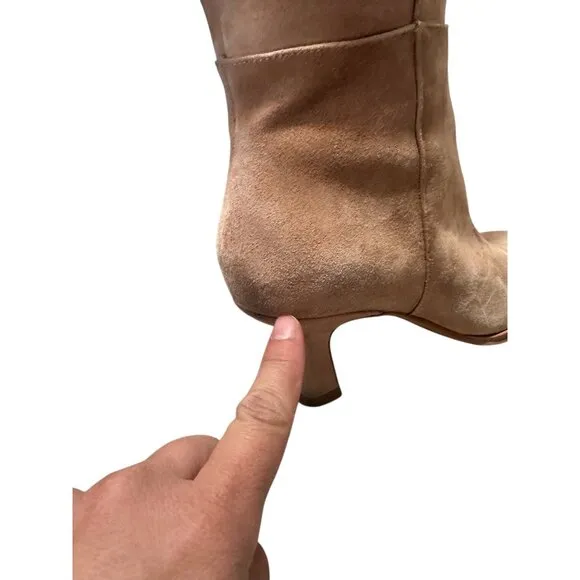 Dolce Vita Auggie Wide Calf Tall Suede Boots Womens 7.5 Camel Full Zip Classic