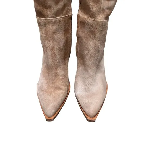 Dolce Vita Auggie Wide Calf Tall Suede Boots Womens 7.5 Camel Full Zip Classic