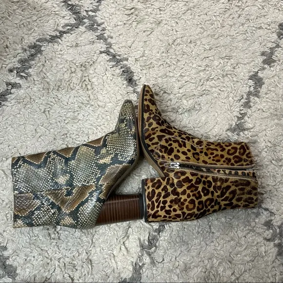 Dolce Vita Booties Leopard Calf Hair Chunky Heel Leather