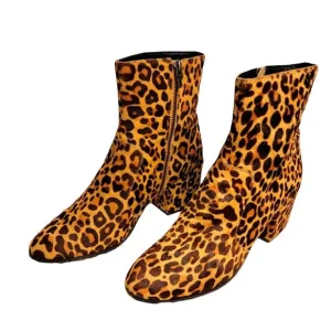 Dolce Vita Booties Leopard Calf Hair Chunky Heel Leather