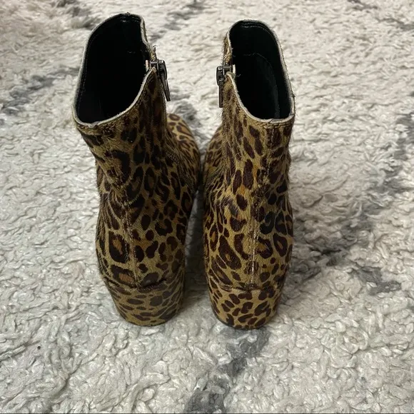 Dolce Vita Booties Leopard Calf Hair Chunky Heel Leather