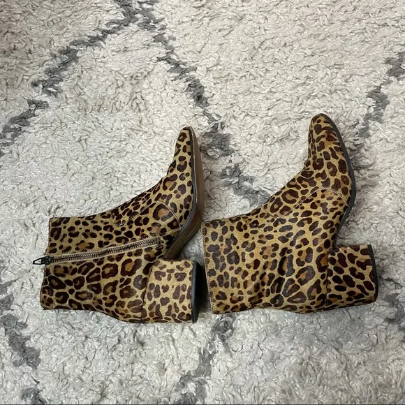 Dolce Vita Booties Leopard Calf Hair Chunky Heel Leather
