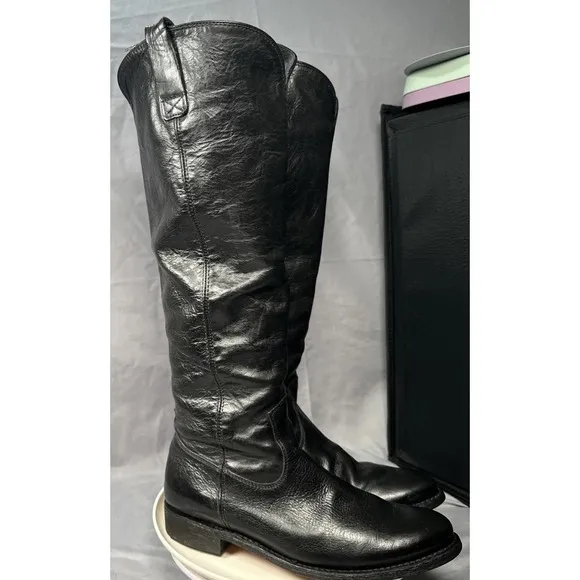 Dolce Vita Boots Women 7.5 Leather Black Knee High Tall Classic Cowgirl Workwear