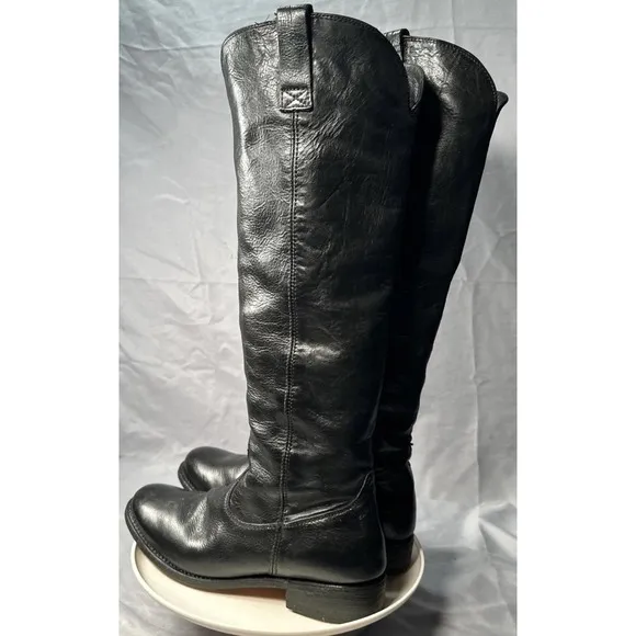 Dolce Vita Boots Women 7.5 Leather Black Knee High Tall Classic Cowgirl Workwear