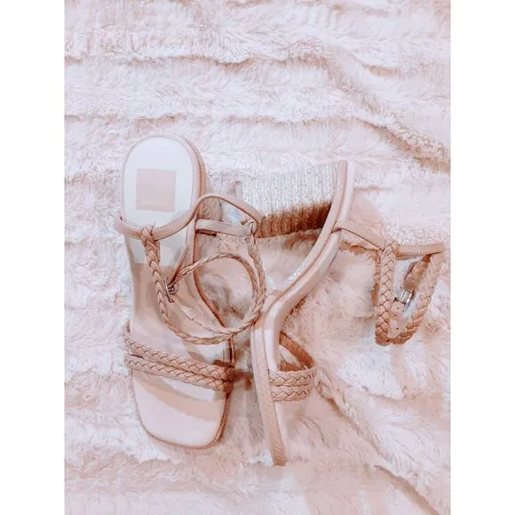 Dolce Vita Oro Braided Strap Block Heel Tan Sandals Size 8.5