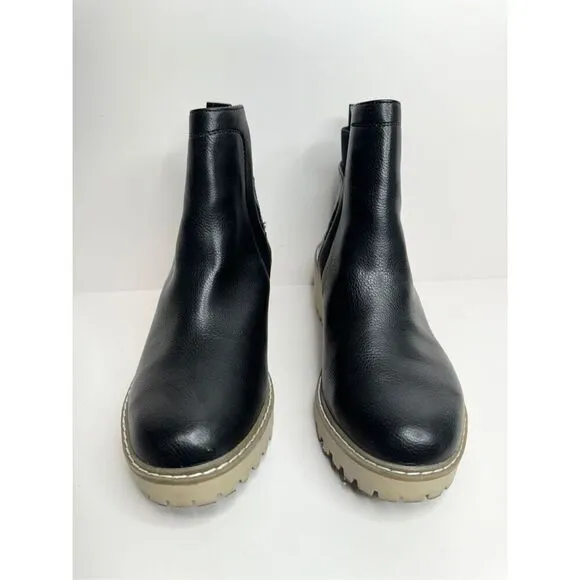 Dolce Vita Wedge Boots Womens Size 8 Black Lug Sole Chelsea Pull On Booties