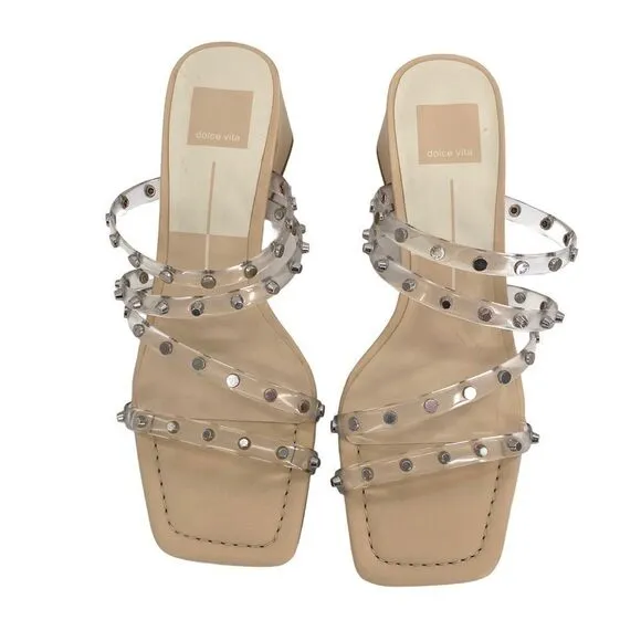 Dolce Vita Marie Strappy Heeled Sandals Crystal Vinyl