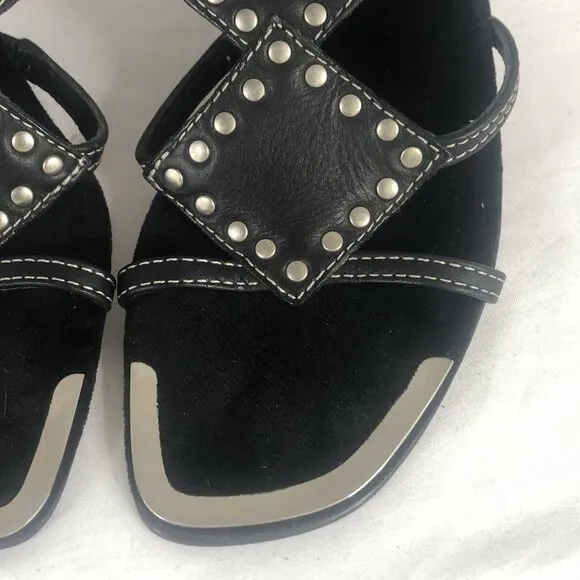 Donald J Pliner Couture Heels Womens 5 Black Leather Sandals Studded Italy