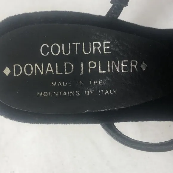 Donald J Pliner Couture Heels Womens 5 Black Leather Sandals Studded Italy