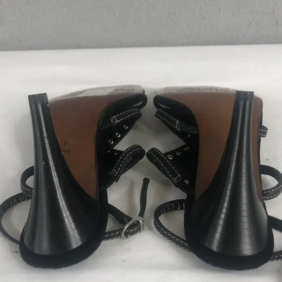 Donald J Pliner Couture Heels Womens 5 Black Leather Sandals Studded Italy