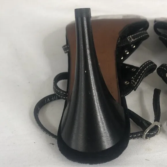 Donald J Pliner Couture Heels Womens 5 Black Leather Sandals Studded Italy