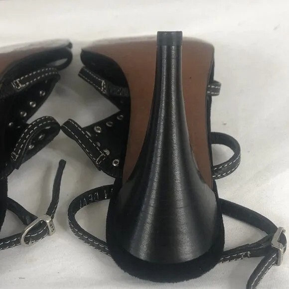 Donald J Pliner Couture Heels Womens 5 Black Leather Sandals Studded Italy