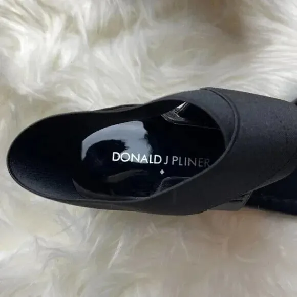 Donald J Pliner Eeva Black Lizard Print Embossed Leather Sandals DJP Size 6