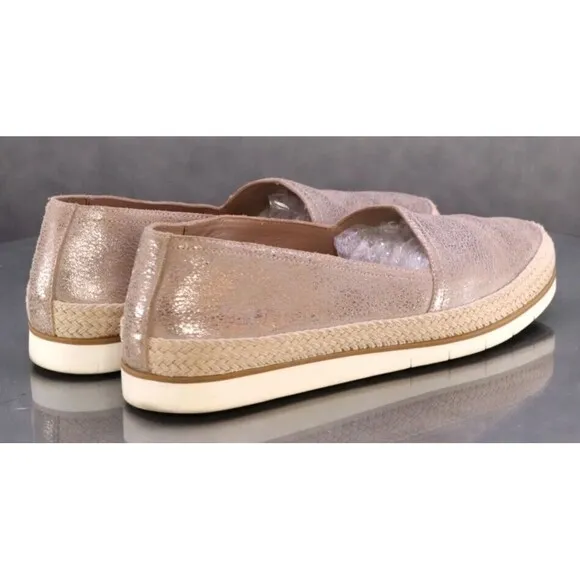 Donald J Pliner Palm Women's Espadrille Loafers Shoes Sz 7.5 Leather Pewter Gold