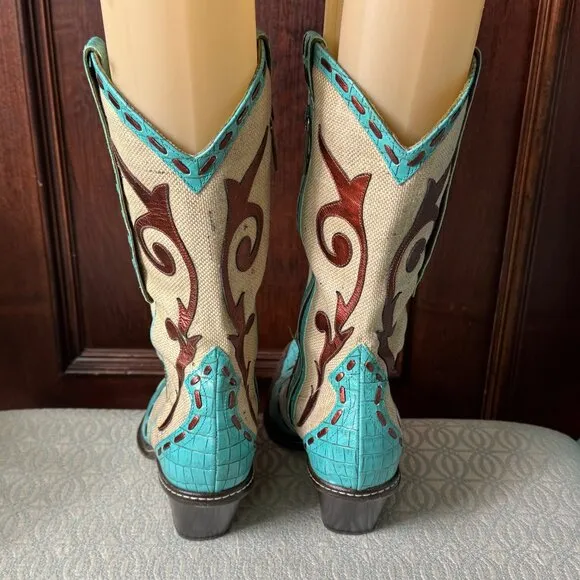 Donald J. Pliner Turquoise Western Couture Collection 8.5M.