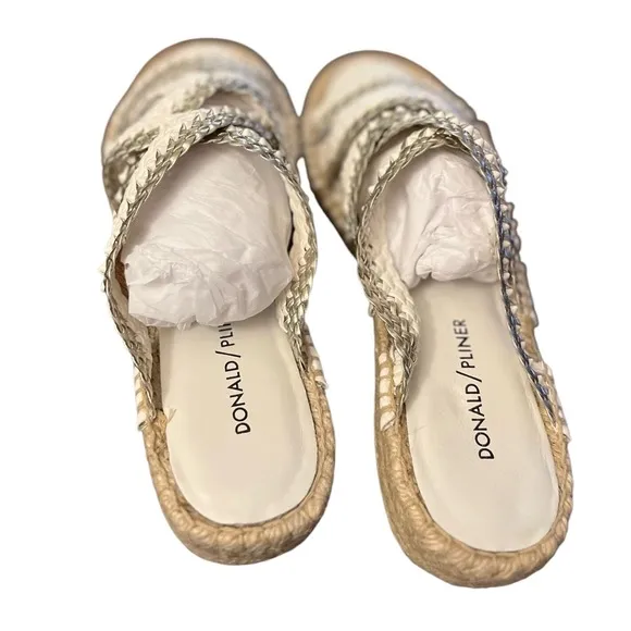 Donald Pliner NWT Woven Espadrille Slides - Metallic Braided Sandals - Size 8