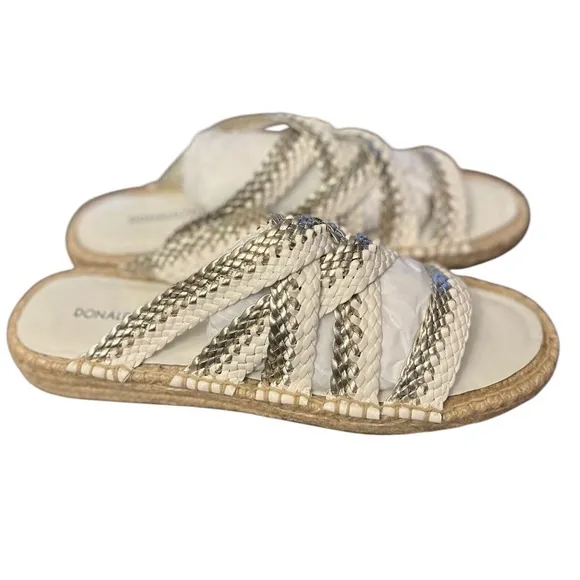 Donald Pliner NWT Woven Espadrille Slides - Metallic Braided Sandals - Size 8