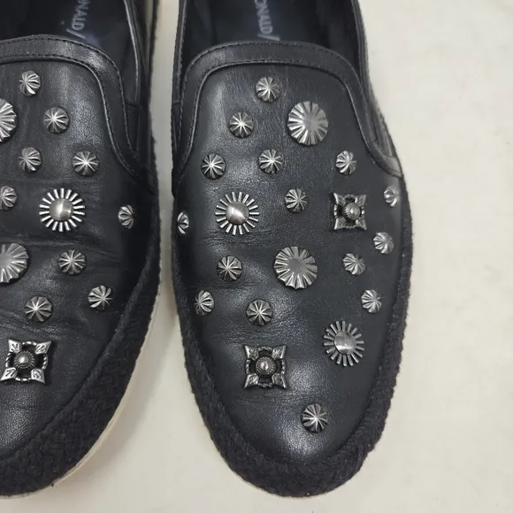 DONALD PLINER Pamela Sequin Black Studded Women's Espadrille Loafers Size 8M