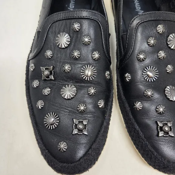 DONALD PLINER Pamela Sequin Black Studded Women's Espadrille Loafers Size 8M