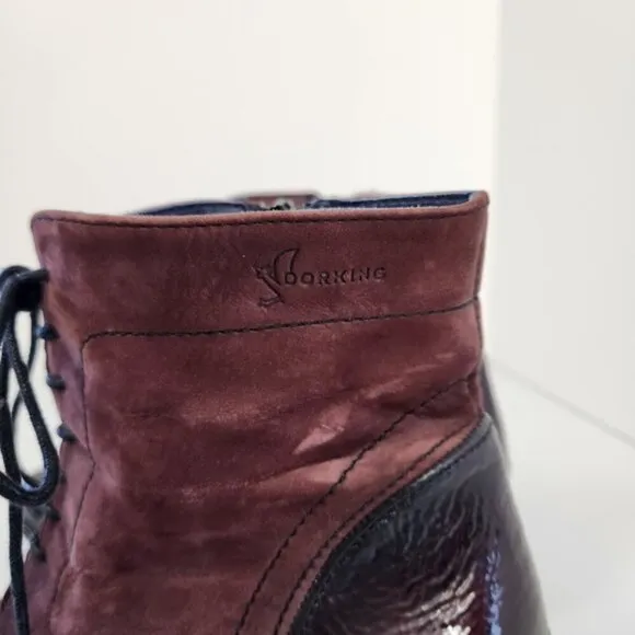 Dorking by Fluchos Womens Zip Lace Up Burgundy Leather Ankle Heel Boots Size 36