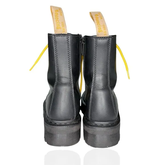 Dr Doc Martens V Jadon II Mono Black Platform Boots Vegan Mens 8 Yellow Laces
