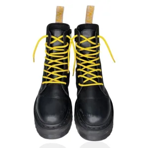 Dr Doc Martens V Jadon II Mono Black Platform Boots Vegan Mens 8 Yellow Laces